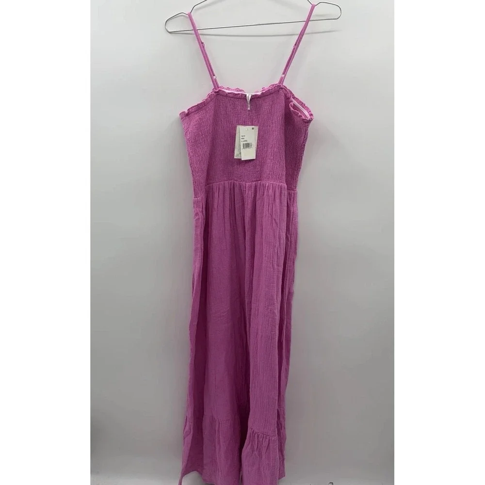 Raviya Womens XL Smocked Cotton Maxi Dress Swimsuit Cover Up in‎ Cove Pink 184